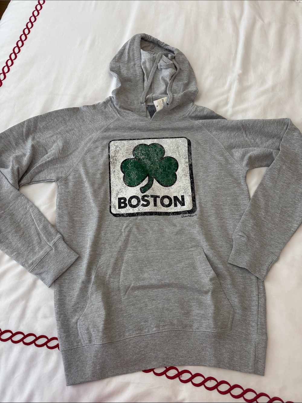 Chowdaheadz - Boston Shamrock Graphic Hooded Sweatshirt - Gray